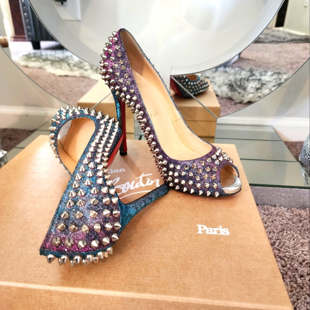 Christian Louboutin Purple Spiked Heels - Picture 15 of 17